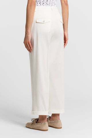 Combed cotton gabardine trousers with darts