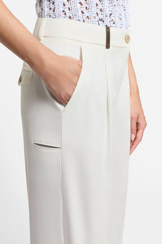 Combed cotton gabardine trousers with darts