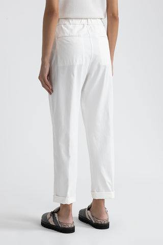 Trousers in cotton silk gabardine and tencel  