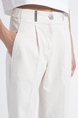 Trousers in cotton silk gabardine and tencel  