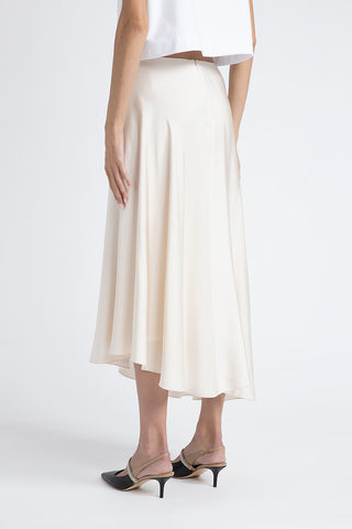 Asymmetrical viscose satin midi skirt  