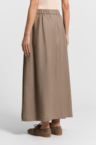 Long viscose and linen twill skirt
