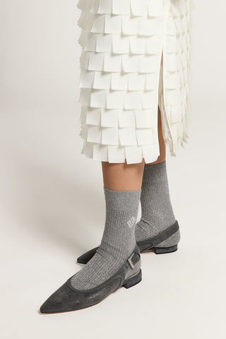 Sling-back flat in vera pelle