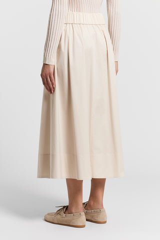 Stretch cotton sateen skirt