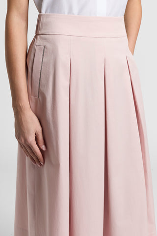 Stretch cotton sateen skirt