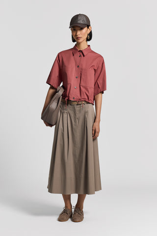 Stretch cotton sateen skirt