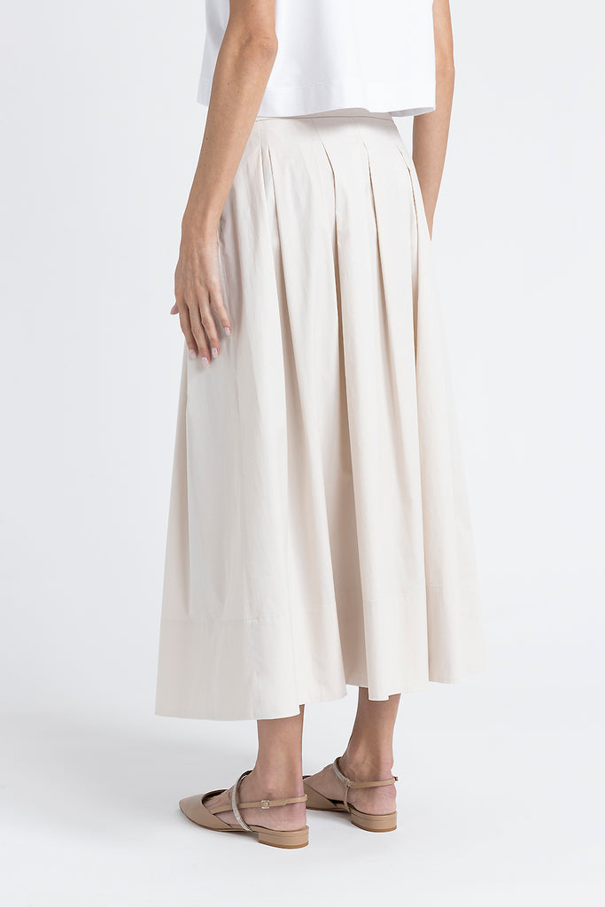 Twisted cotton long pleated skirt  