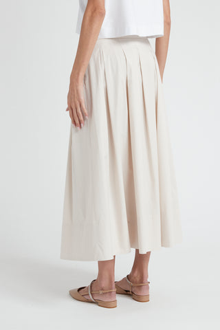 Twisted cotton long pleated skirt  