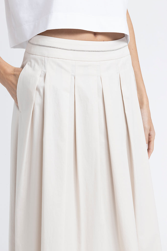 Twisted cotton long pleated skirt  
