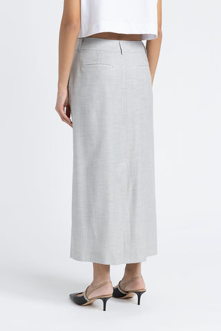 Straight long skirt in wool and viscose twill  