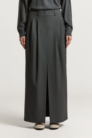 Wool skirt with double pleats