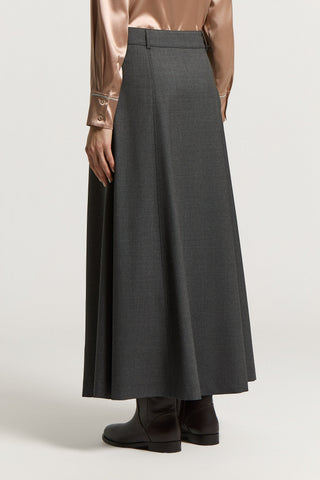 Wool gabardine midi skirt