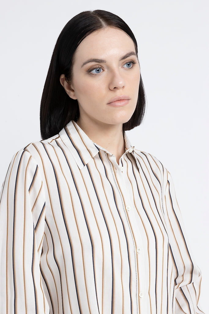 Striped viscose and silk shirt  
