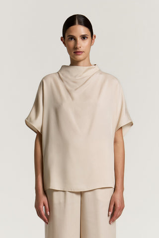 Blusa in twill in puro tencel manopesca