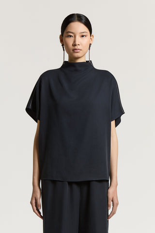 Peach-finish pure tencel twill blouse