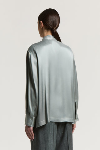 Camicia in cavalry lucido in fluida viscosa