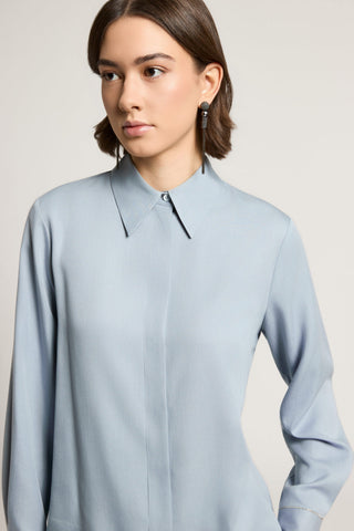 Peach-finish pure tencel twill fluid shirt