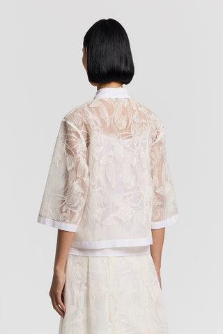 Tulle shirt with embroidery