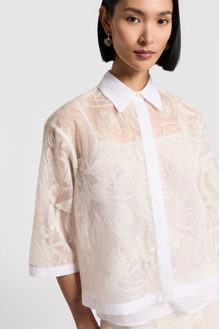 Tulle shirt with embroidery