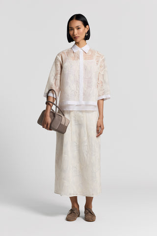 Tulle shirt with embroidery