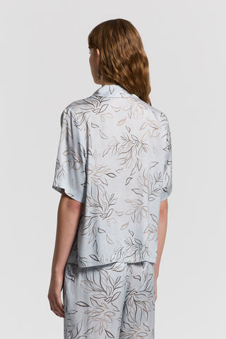 Printed viscose satin shirt