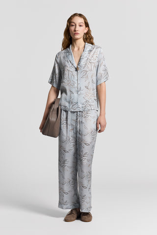 Printed viscose satin shirt