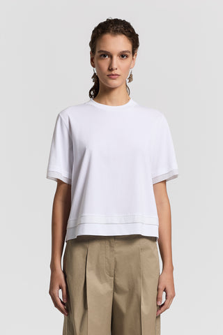 Cotton jersey and organza T-shirt