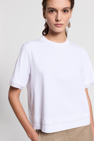 Cotton jersey and organza T-shirt