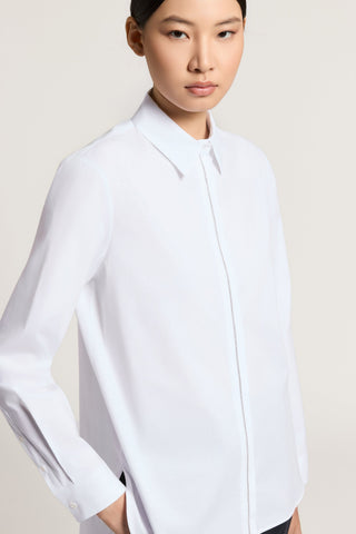 Camicia in popeline unito di cotone stretch