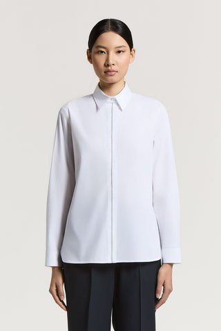 Camicia in popeline unito di cotone stretch