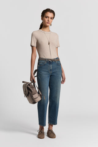 Micro-rib cotton T-shirt