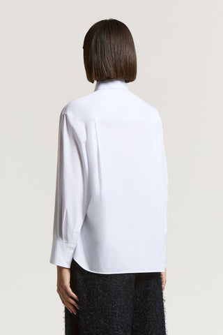 Solid-color stretch cotton poplin shirt