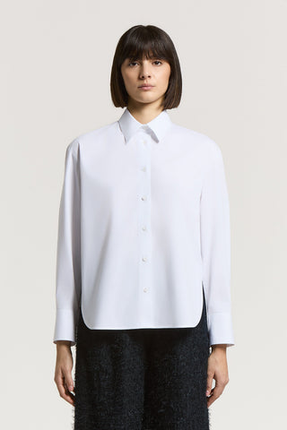 Solid-color stretch cotton poplin shirt
