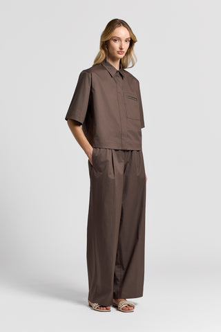 Camicia in raso di cotone stretch