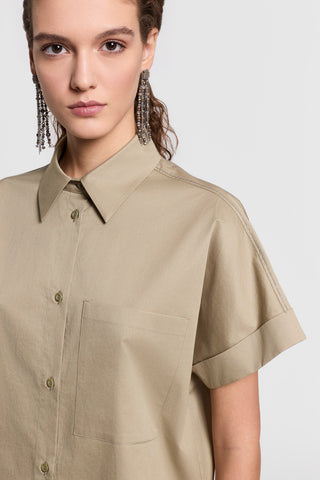Stretch cotton sateen shirt