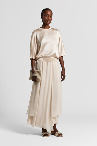 Stretch silk satin blouse