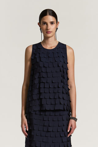 Top in chiffon a frange