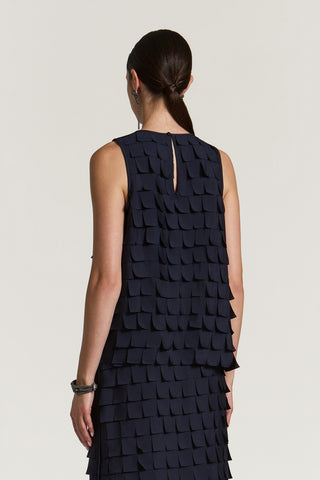 Top in chiffon a frange
