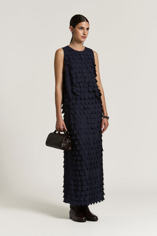 Top in chiffon a frange