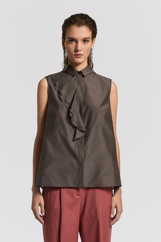 Silk cotton organza shirt top