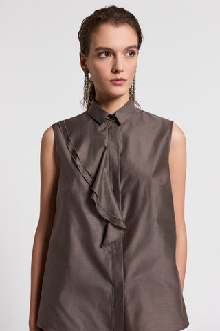 Silk cotton organza shirt top