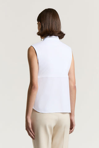 Top in popeline unito di cotone stretch
