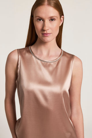 Top in raso di seta con Punto Luce