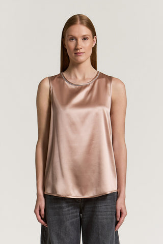 Top in raso di seta con Punto Luce