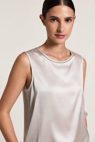 Top in raso di seta con Punto Luce