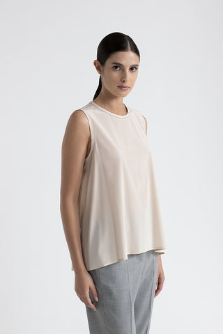 Silk crepe de chine round neck top  