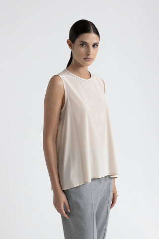 Silk crepe de chine round neck top  