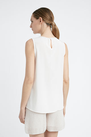 Silk crepe de chine round neck top  