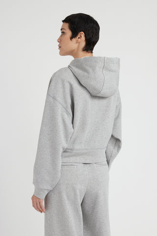 Long-sleeved cotton and Lurex hoodie  