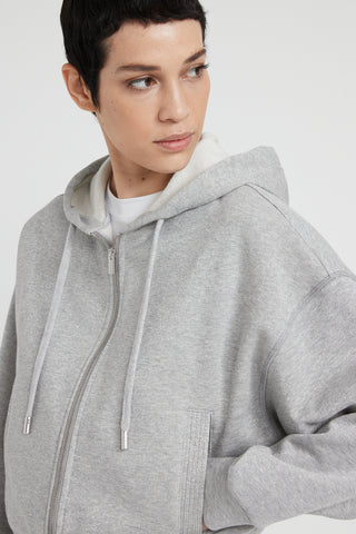 Long-sleeved cotton and Lurex hoodie  